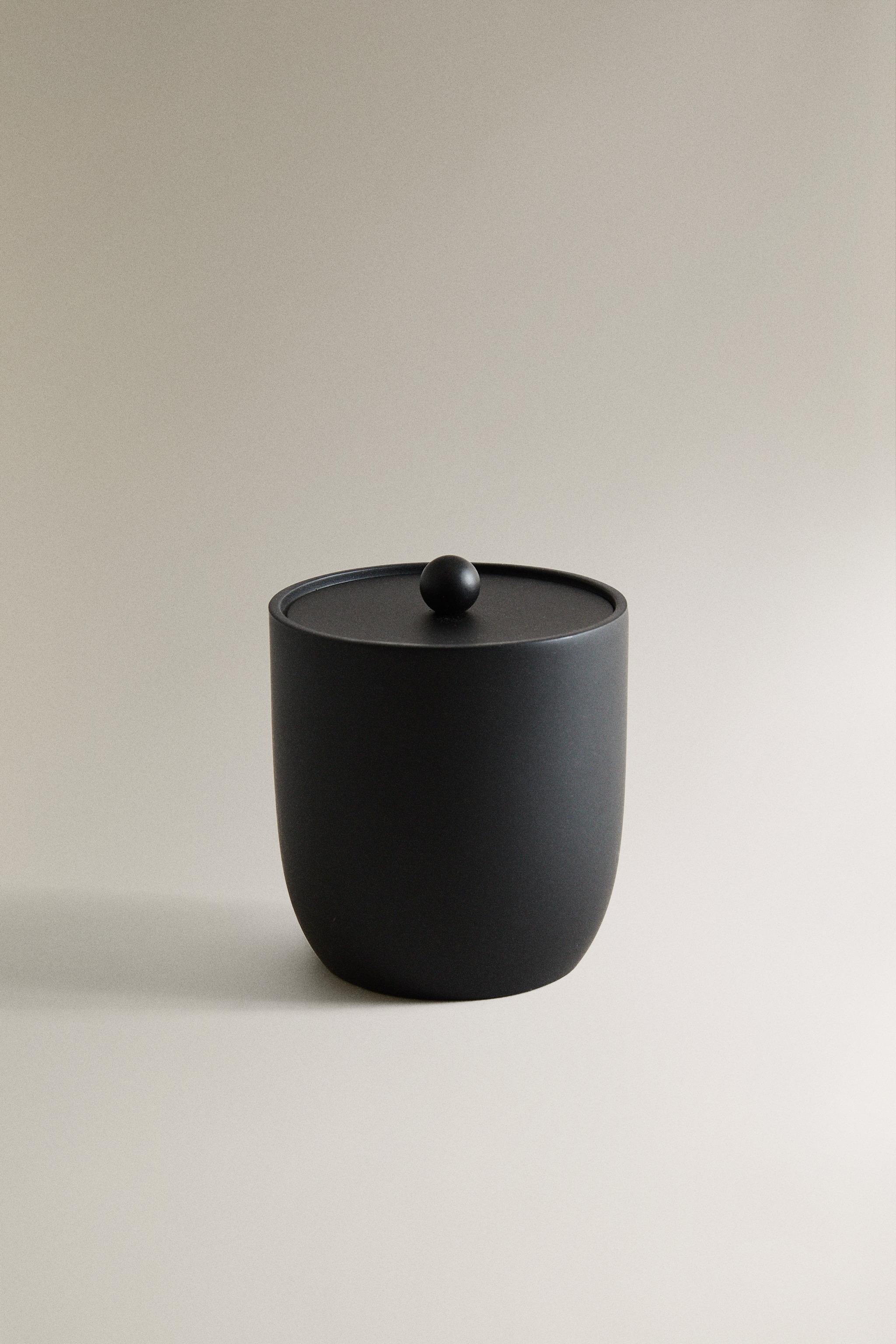 BLACK RESIN BATHROOM ORGANIZER JAR